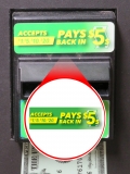 Pays Back $5 Bill Acceptor / Validator Horizontal Decal