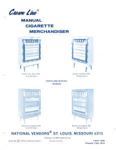 Crown Line Cigarette Merchandiser Manual (120 Pages)