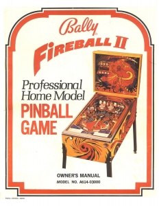 Bally Fireball II Home Model Owners Manual