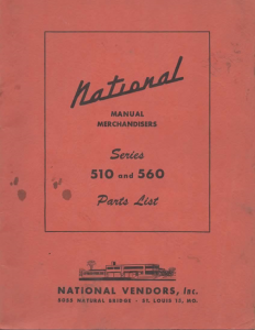 National Vendors Series 510 and 600 Parts List (37 Pages)