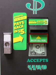 Insert Bill Dollar Bill Acceptor / Validator Decal