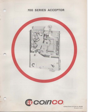 Coinco Series 700 Coin Acceptor Service Manual