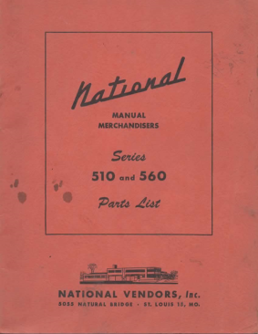 National Vendors Series 510 and 600 Parts List (37 Pages)