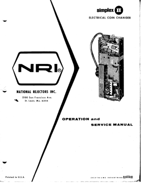 National Rejectors Simplex II Electrical Coin (36 Pages)