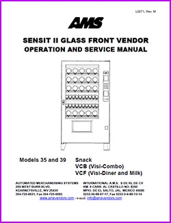 AMS 35, 39, VCB, and VCF Sensit II Glass Front Vendor Manual