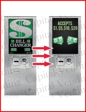 Rowe BC1400, BC 2800, BC1200, Century C-6RL Dollar Bill Changer Graphic (19.5" x 14")