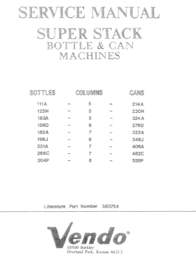 Vendo Service Manual - Super Stack service manual  (44 Pages)